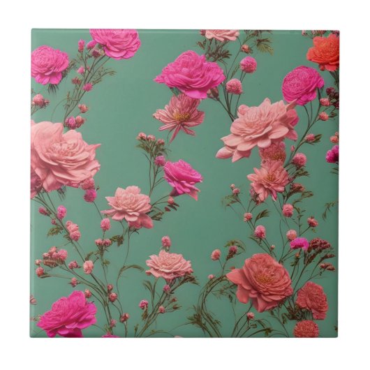 Die Keramik Rosenblume ist eine farbenfrohe, farbe Fliese (Vorderseite)