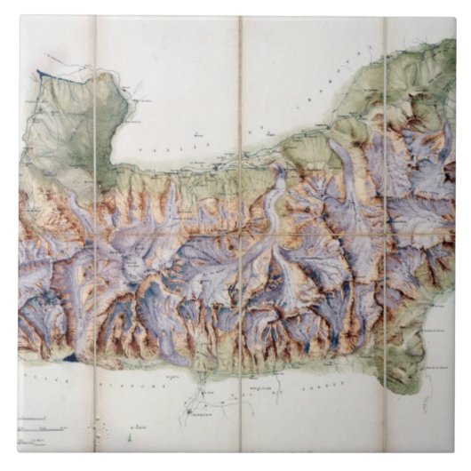 Die Kette von Mont Blanc, von einer tatsächlichen Fliese (Vorderseite)