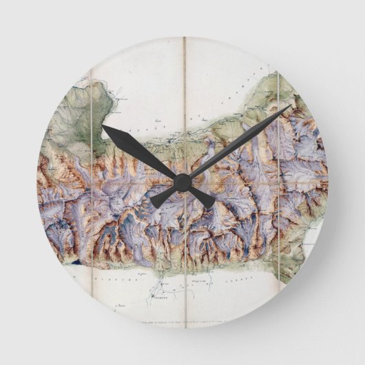 Die Kette von Mont Blanc, von einer tatsächlichen Runde Wanduhr (Vorderseite)