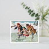 Die Kinder sind zu Weihnachten auf Eis, die Russen Postkarte (Stehend Vorderseite)