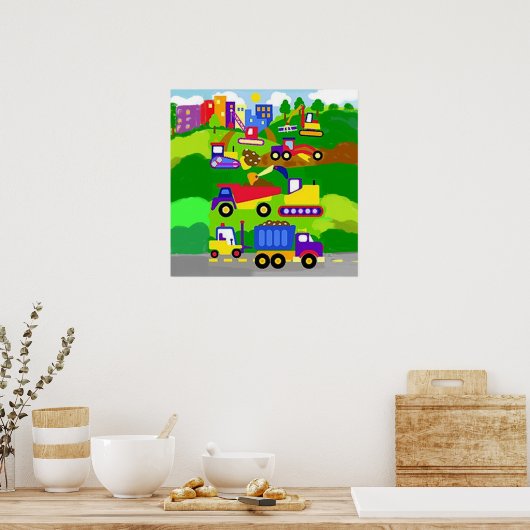 Die Kinderbauzone Poster (Küche)