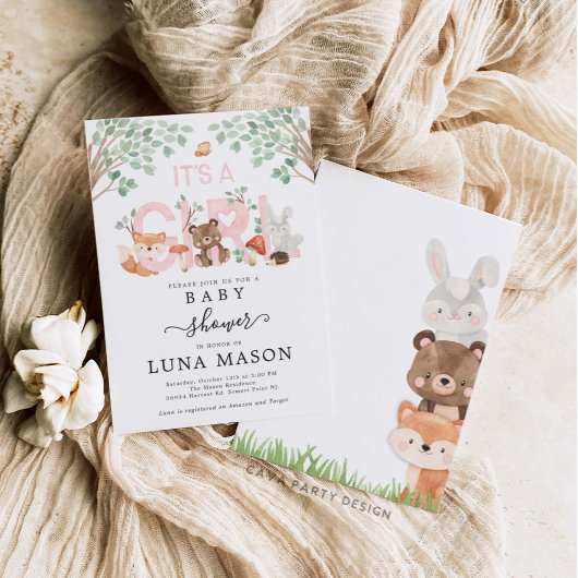 Die Kinderdusche von Girl Woodland lädt ein Einladung