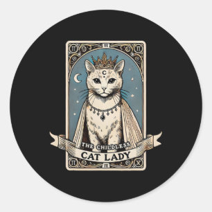 Die Kinderlose Cat Ladys Tarot Card Runder Aufkleber