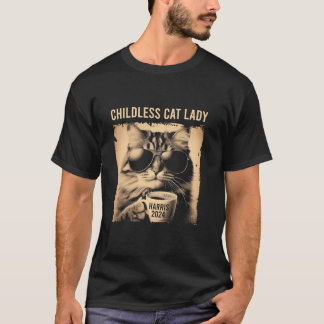 Die kinderlose Katze Lady 2024 Katzenkaffee Vintag T-Shirt