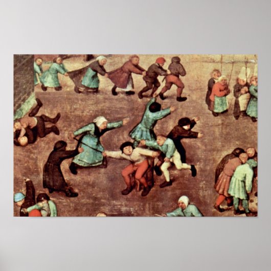 Die Kinderspiele im Detail von Bruegel D. Ä. Piete Poster (Vorne)