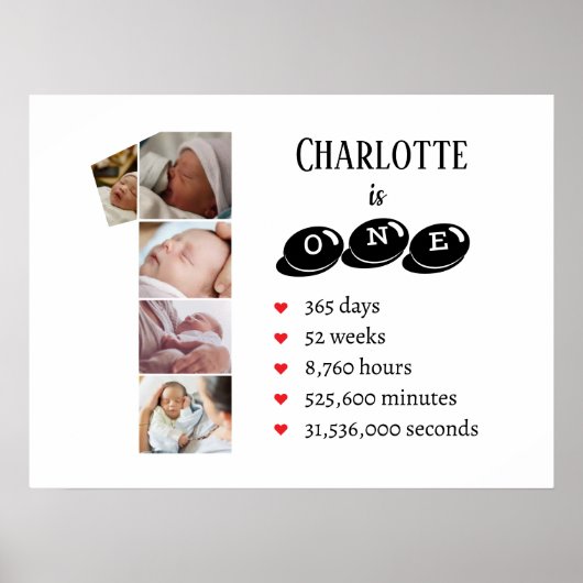 Die Kinderzimmer-Mauer des 1-jährigen Kinderfotos Poster (Vorne)