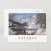 Die Kirche im Schnee mit den Alpen im Winter Postkarte (Vorne/Hinten)