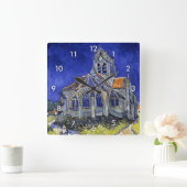 Die Kirche in Auvers, Van Gogh Quadratische Wanduhr (Zuhause)