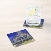 Die Kirche in Auvers, Van Gogh Rechteckiger Pappuntersetzer (Vor Ort)