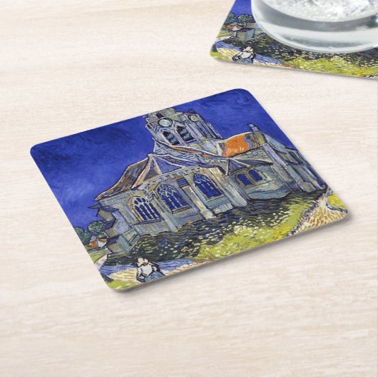 Die Kirche in Auvers, Van Gogh Rechteckiger Pappuntersetzer (angewinkelt)