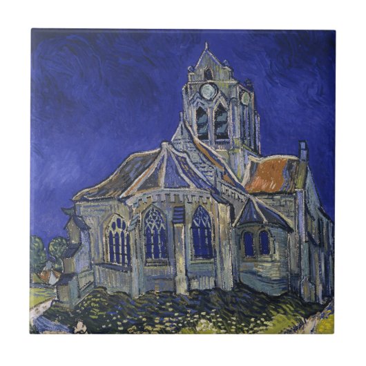 Die Kirche in Auvers von Vincent van Gogh Fliese (Vorderseite)