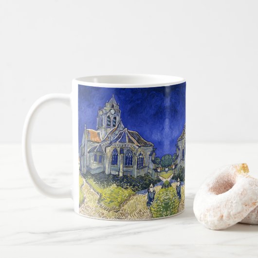Die Kirche in Auvers von Vincent Van Gogh Kaffeetasse (Mit Donut)