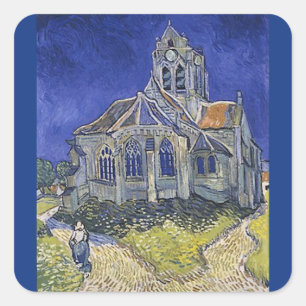 Die Kirche in Auvers von Vincent Van Gogh Quadratischer Aufkleber