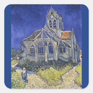 Die Kirche in Auvers von Vincent Van Gogh Quadratischer Aufkleber