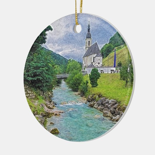 Die Kirche in Ramsau - Idylle Keramik Ornament (Links)
