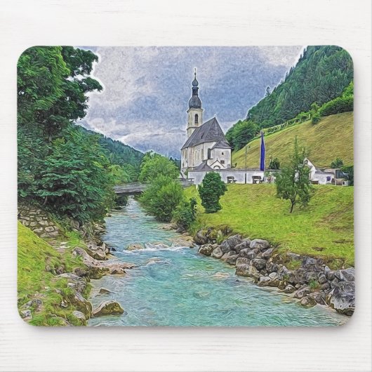 Die Kirche in Ramsau - Idylle Mousepad (Vorne)