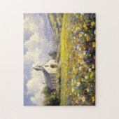 Die Kirche ist von Wildblumen umgeben Puzzle (Vertikal)