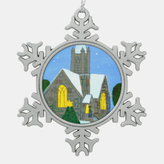 Die Kirche Schneeflocken Zinn-Ornament