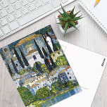 Die Kirche von Cassone Gustav Klimt Postkarte<br><div class="desc">Eine kunstvolle Postkarte mit dem Gemälde von Gustav Klimt (1862-1918),  Die Kirche in Cassone (1913). Landschaft eines italienischen Dorfes mit Kirche und Zypressen in der Nähe des Wassers.</div>