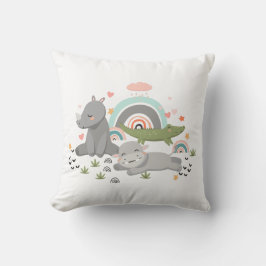 Die Kissen sind mit einer lustigen Illustration de