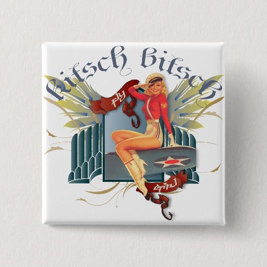 Die Kitsch Bitsch : Fly Girl Tattoo Pin-Up Button (Vorderseite)