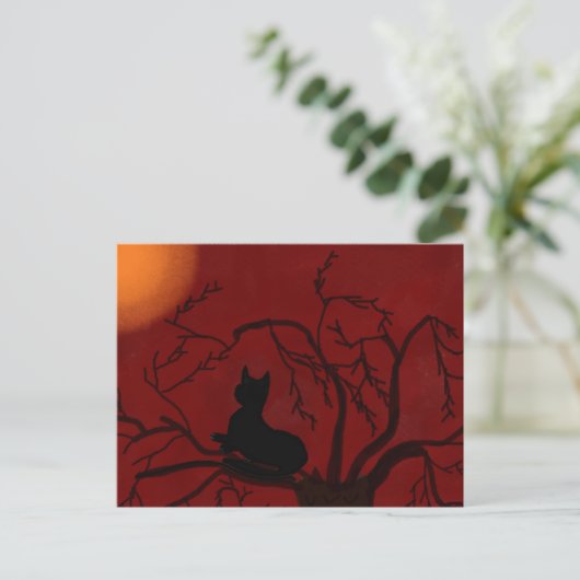 Die Kitty und der Mond Postkarte (Stehend Vorderseite)