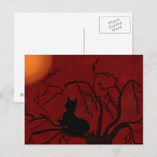 Die Kitty und der Mond Postkarte (Vorne/Hinten)