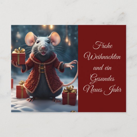 Die kl. Ratte wünscht frohe Weihnachten Postkarte (Vorderseite)