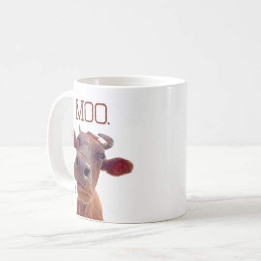 Die klassische Kuh "MOO" lustig Kaffeetasse (Vorderseite Links)