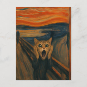Die klassische Kunstparodie der schreienden Katze, Postkarte