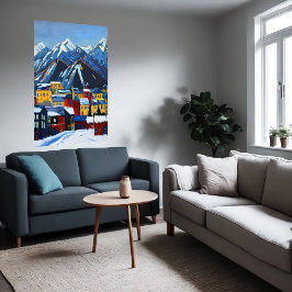 Die kleine amerikanische Stadt im Gebirge | Art de Poster