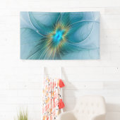 Die kleine Beauty Modern Blue Gold Fraktal Blume Banner (Insitu)