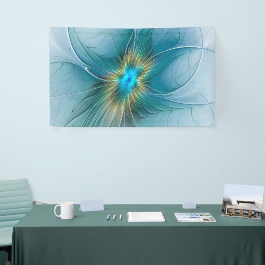 Die kleine Beauty Modern Blue Gold Fraktal Blume Banner (Messeveranstaltung)