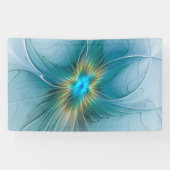 Die kleine Beauty Modern Blue Gold Fraktal Blume Banner (Horizontal)
