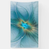 Die kleine Beauty Modern Blue Gold Fraktal Blume Banner (Vertikal)