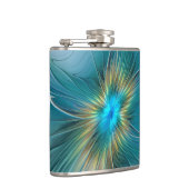 Die kleine Beauty Modern Blue Gold Fraktal Blume Flachmann (Rechts)