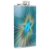 Die kleine Beauty Modern Blue Gold Fraktal Blume Flachmann (Rechts)