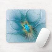 Die kleine Beauty Modern Blue Gold Fraktal Blume Mousepad (Mit Mouse)