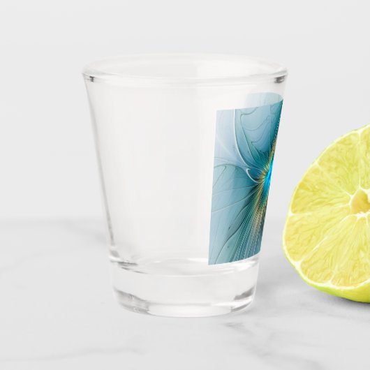 Die kleine Beauty Modern Blue Gold Fraktal Blume Schnapsglas (Links)