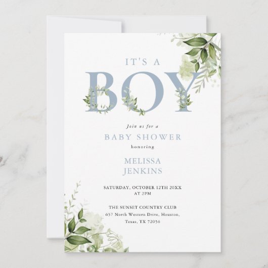 Die kleine blaue Grüne QR Code Babydusche Einladung (Vorderseite)