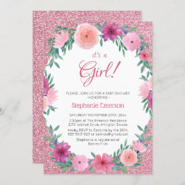 Die kleine Blütendusche aus der Rose Gold Glitzer Einladung