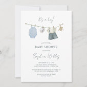 Die kleine, einfache Kleidung Watercolor Babydusch Einladung (Vorderseite)