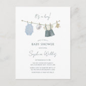 Die kleine, einfache Kleidung Watercolor Babydusch Postkarte (Vorderseite)