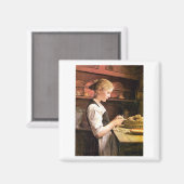 Die kleine elschälerin Girl Peeling Potatos Magnet (Vorderseite/Rückseite)