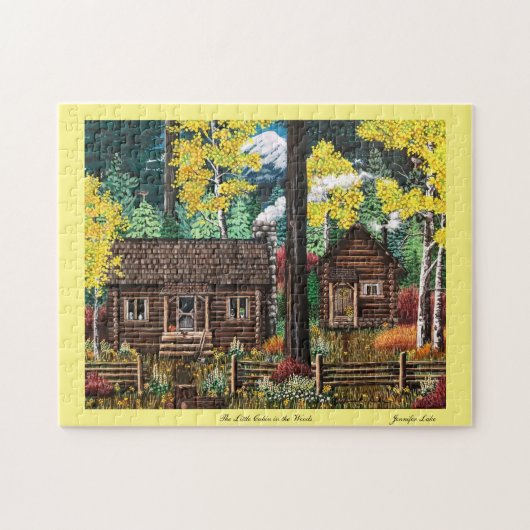 Die kleine Hütte im Waldpuzzle Puzzle (Horizontal)