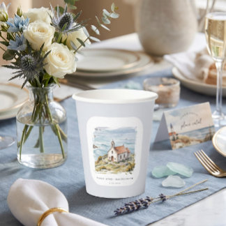 Die kleine Kapelle am Meer Hochzeit Pappbecher