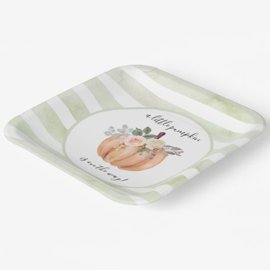 Die kleine Kürbis ist auf dem Weg Papier grün Pappteller (Gewinkelt)