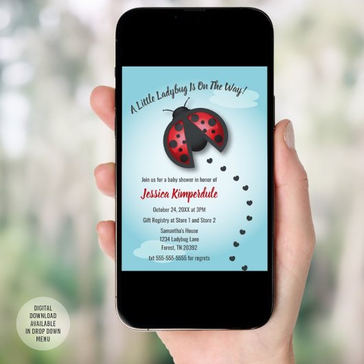 Die kleine Ladybug aus Blauer und Rotem Himmel ist Einladung