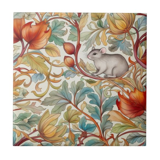 Die kleine Maus auf den Blätter Fliese (Vorderseite)