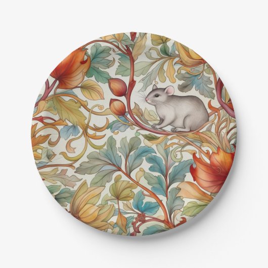 Die kleine Maus auf den Blätter Pappteller (Vorderseite)